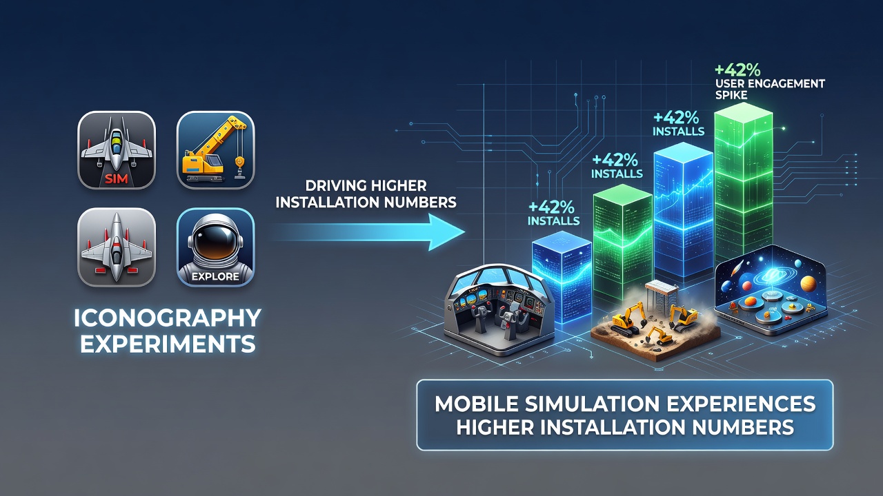 Comparison of icon variants used in simulation game store listings during 2026 tests