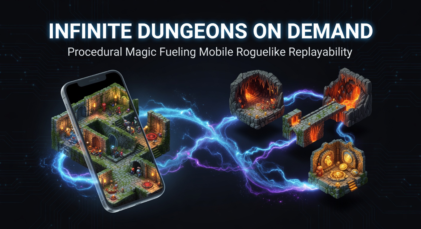 Close-up of procedural enemy waves and loot drops in a dynamic mobile roguelike dungeon