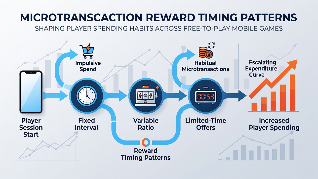 Infographic illustrating regional differences in microtransaction reward timing across mobile battle arena titles