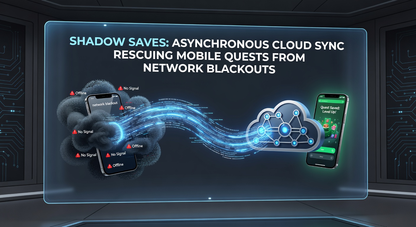Diagram showing the flow of shadow saves: local queuing during blackout, automatic delta sync upon reconnection, and conflict-free merge to cloud
